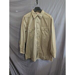 Dickies Work Shirt 2XL Long Sleeve Khaki Neck 18-18.5 34/35 Uniform Button Down